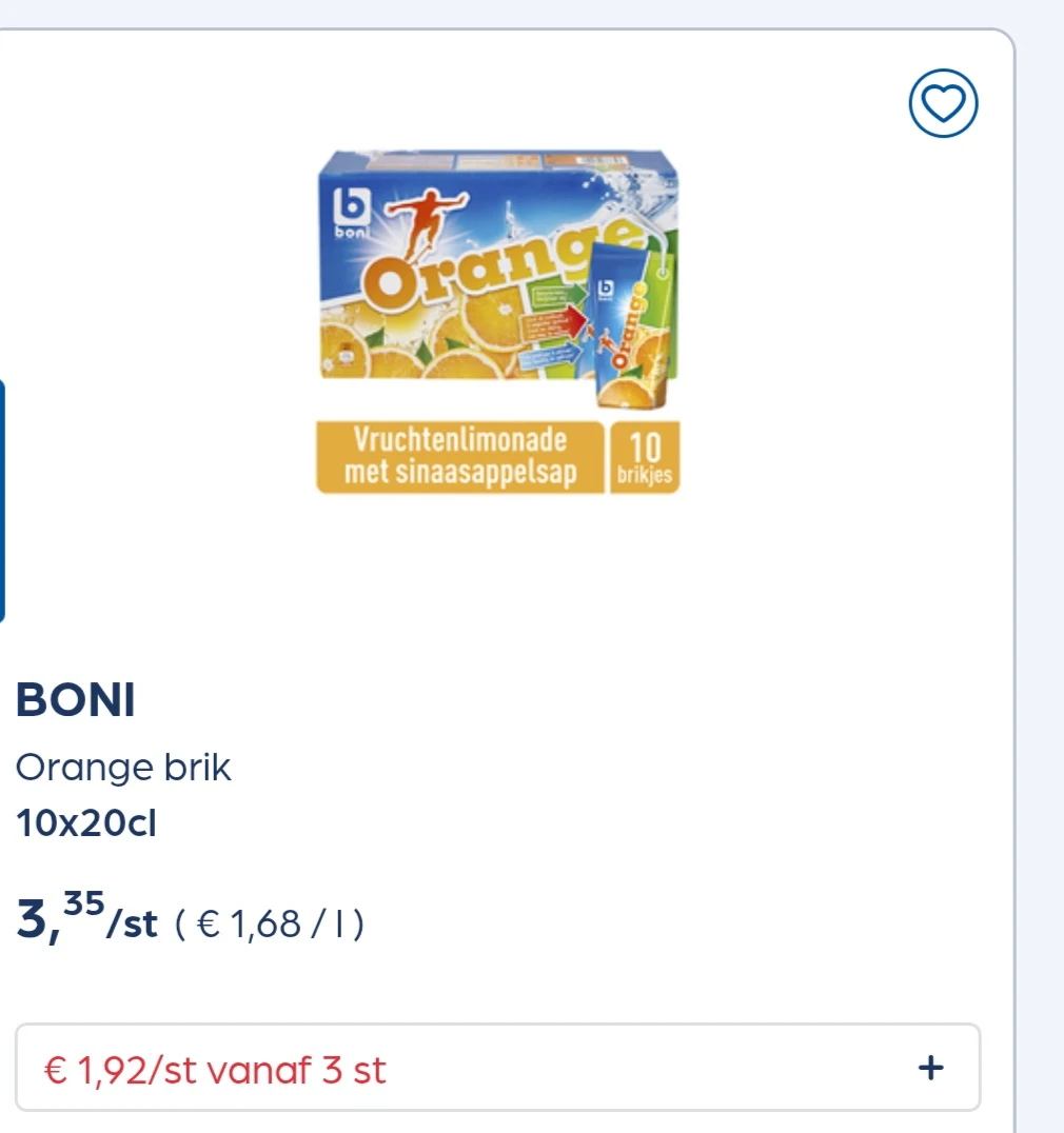 BONI Orange brik 10x20cl in promo