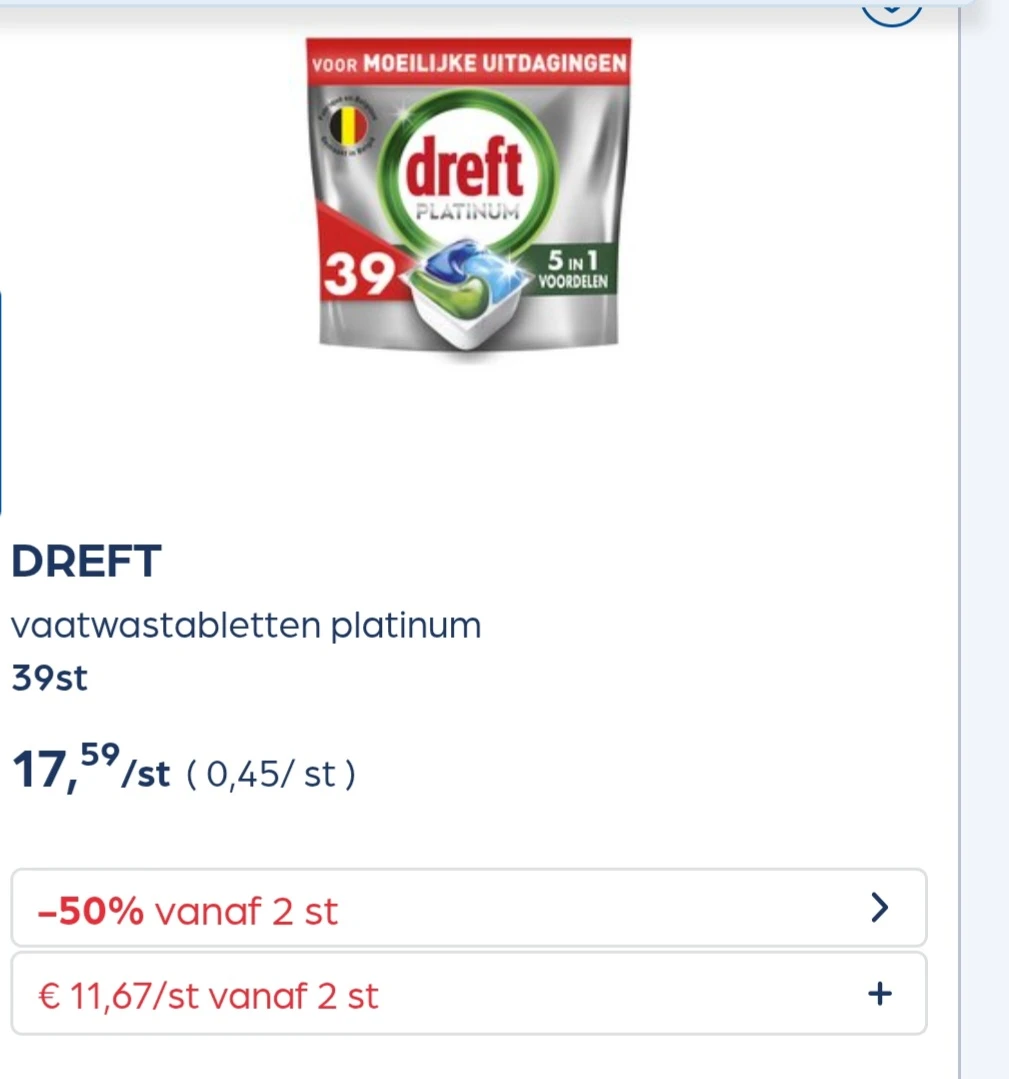 Dreft vaatwastabs -50% extra