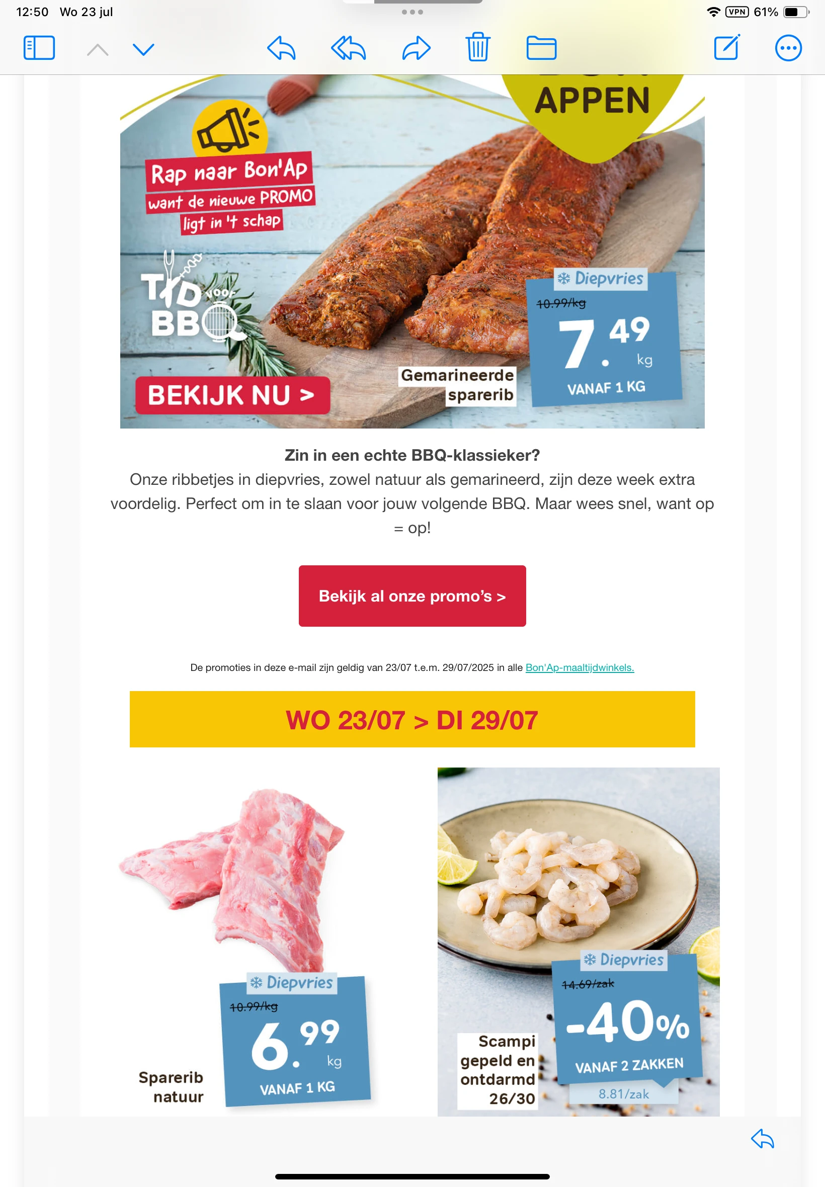 Ribbetjes en scampi’s