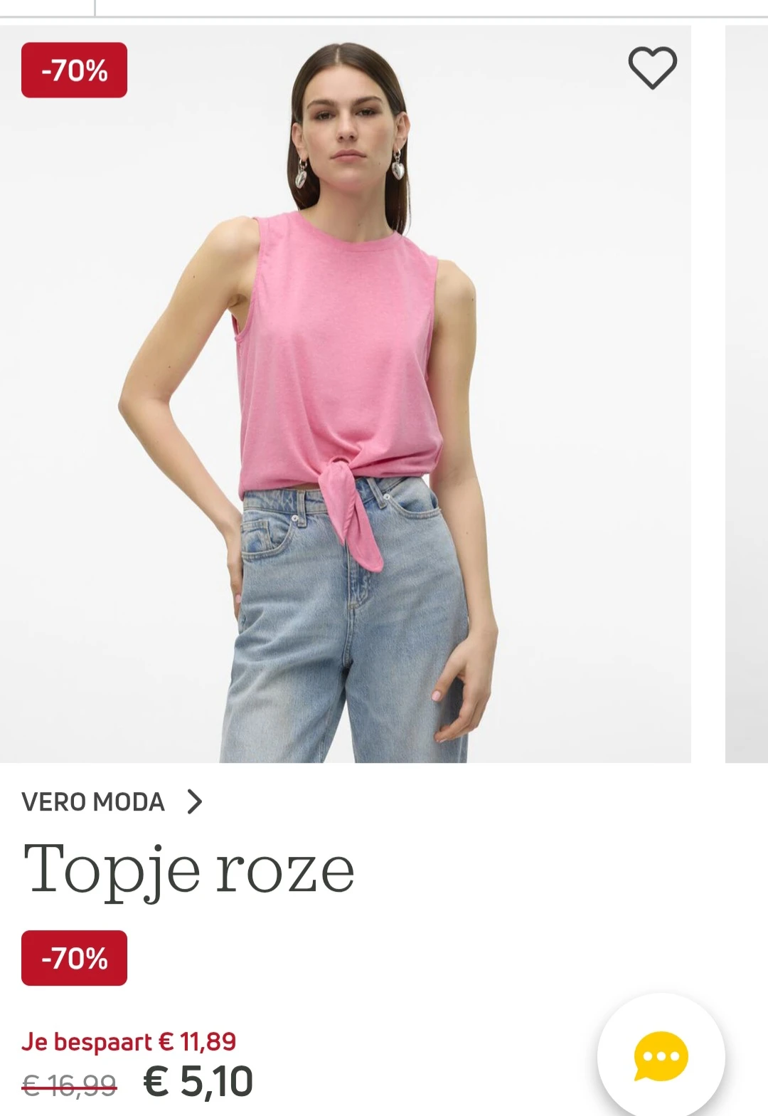 Vero Moda roze top maat S -70% op torfs.be
