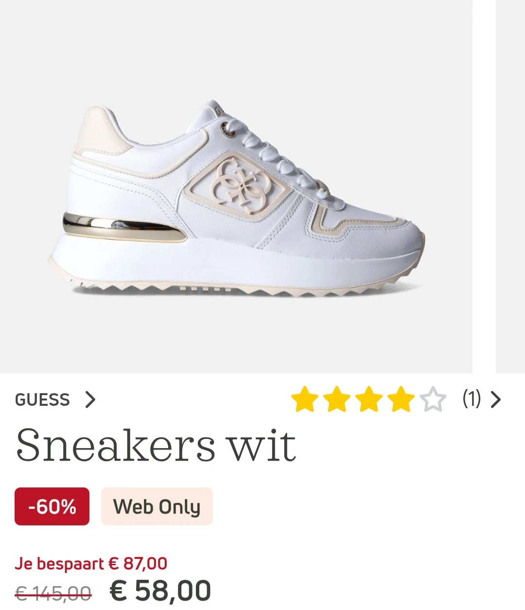 Guess witte sneakers -60% op torfs.be