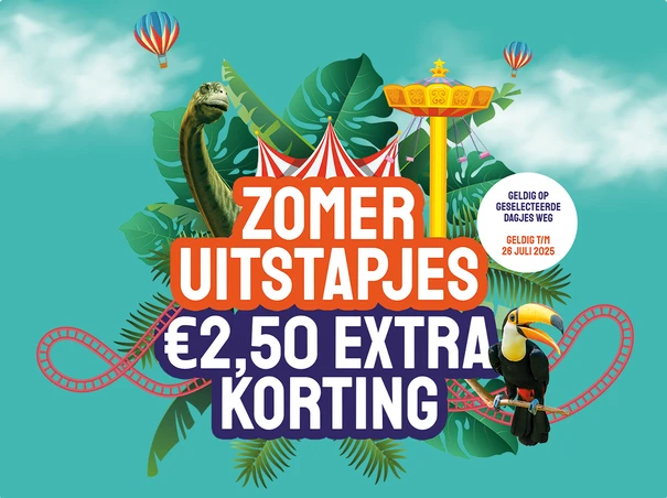 Nu €2,50 éxtra korting op de leukste uitstapjes