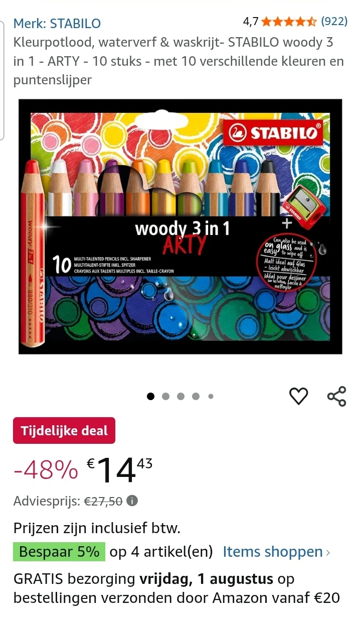 STABILO woody 3 in 1 ARTY 10 stuks