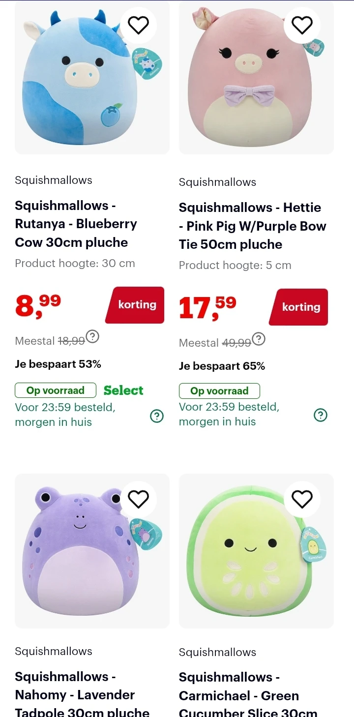 Squishmallows tot 65% korting bij Bol