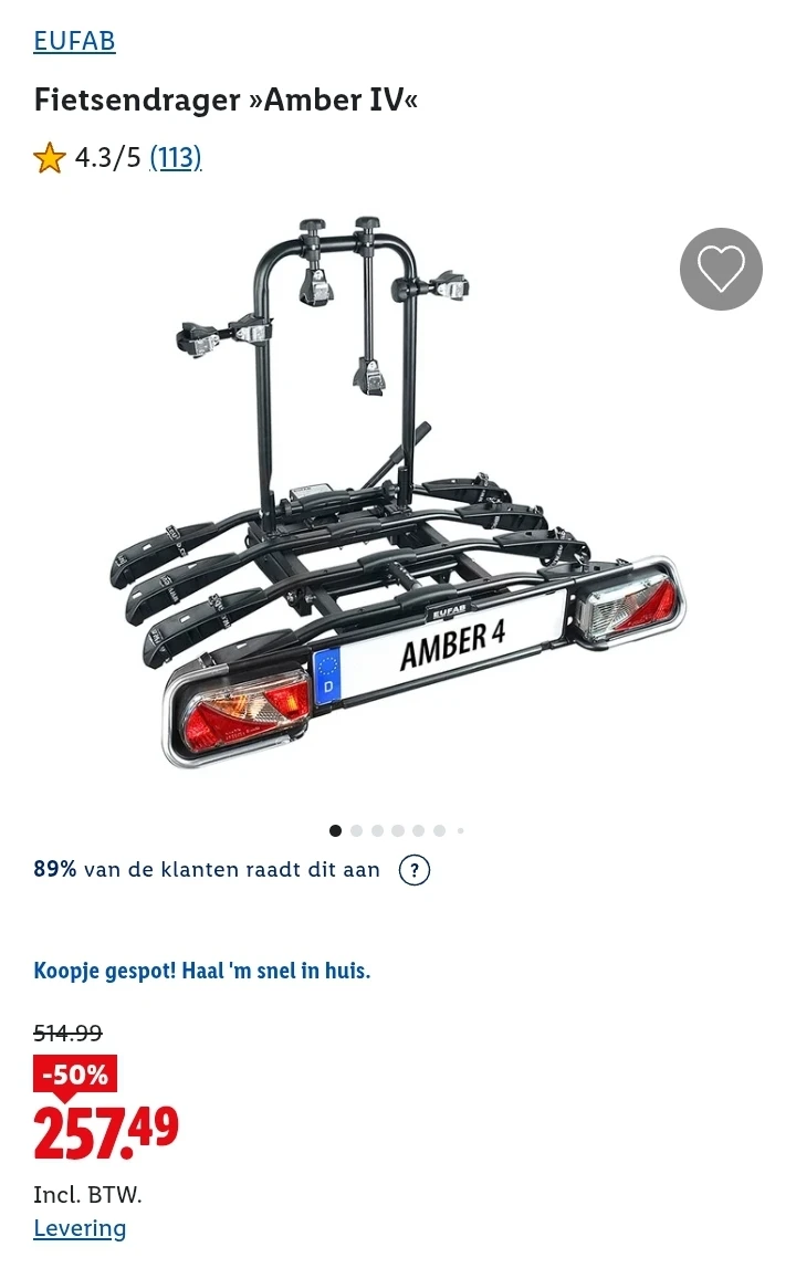 EUFAB Fietsendrager Amber IV -50% bij Lidl