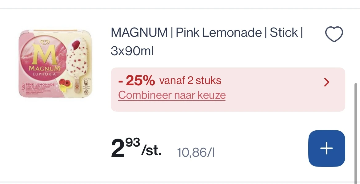 Magnum pink lemonade stick 3x90 ml -25% extra
