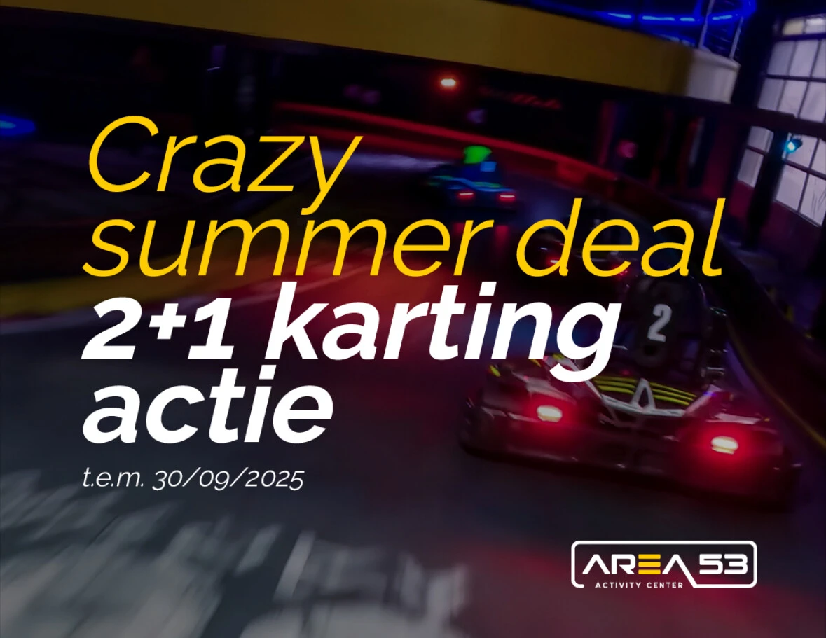 2+1 gratis op kartingsessies Area53