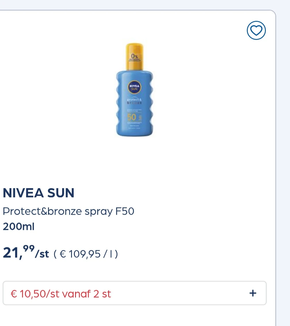 Nivea sun tot 50% goedkoper