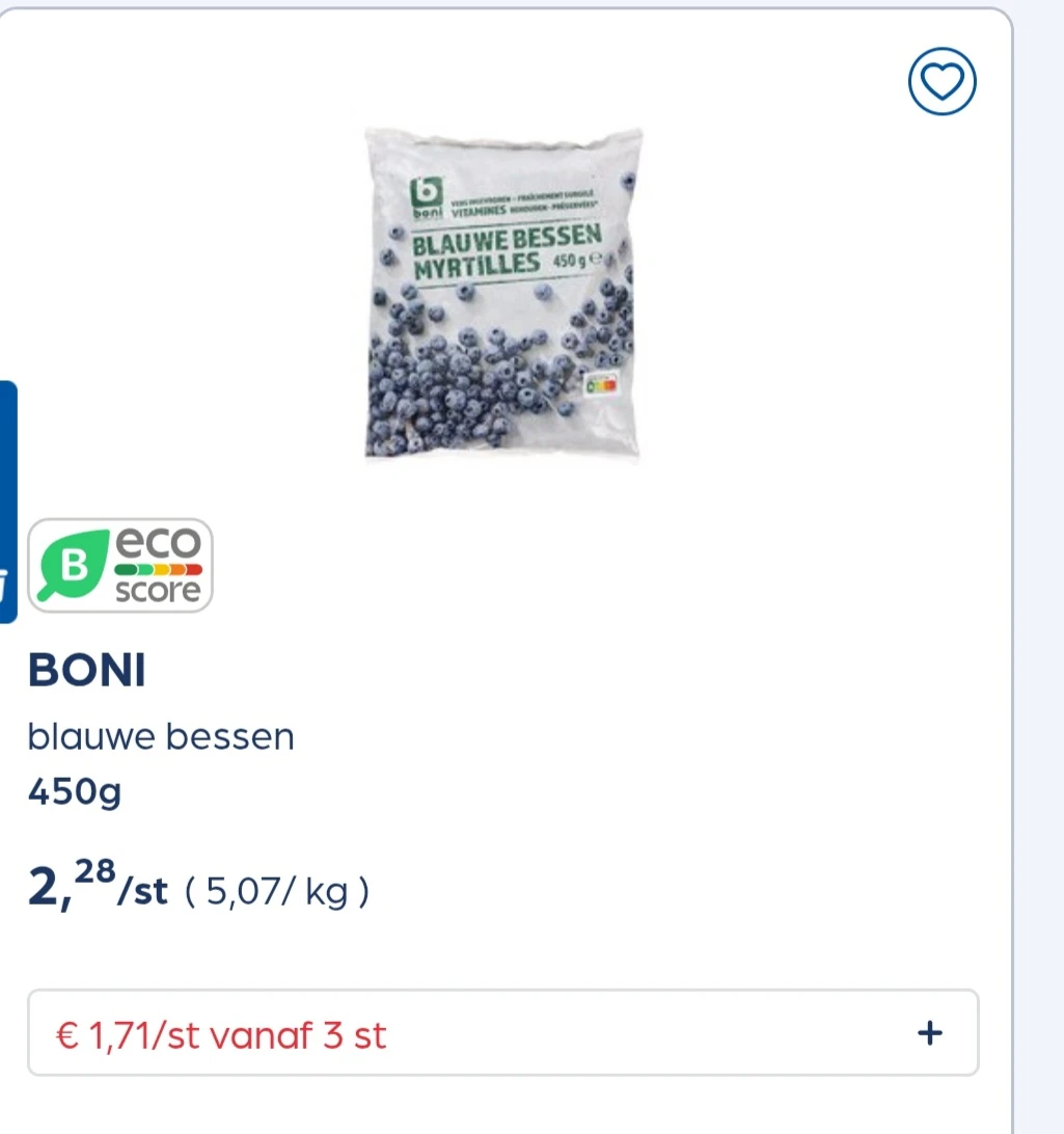 Boni diepvries fruit 25% korting