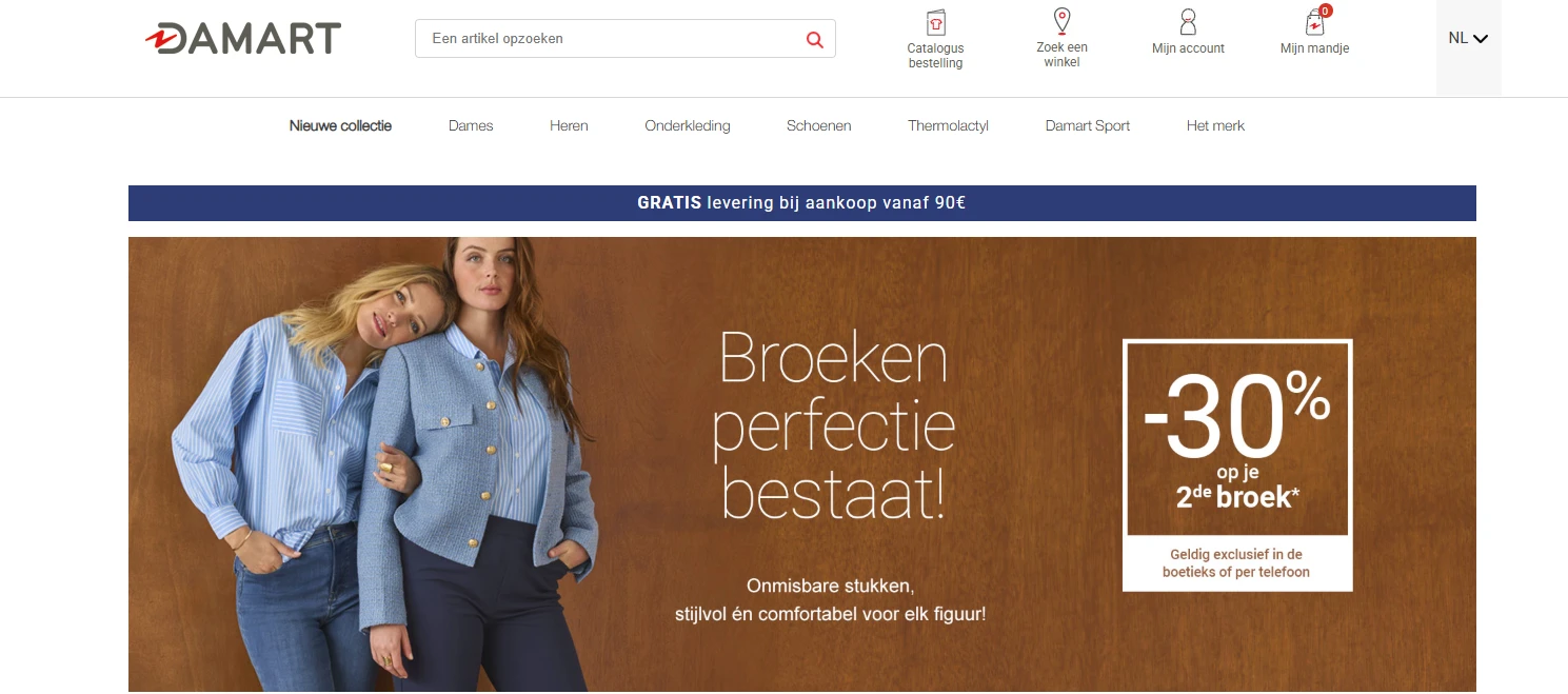 Damart: -30% op de 2e broek in de winkel