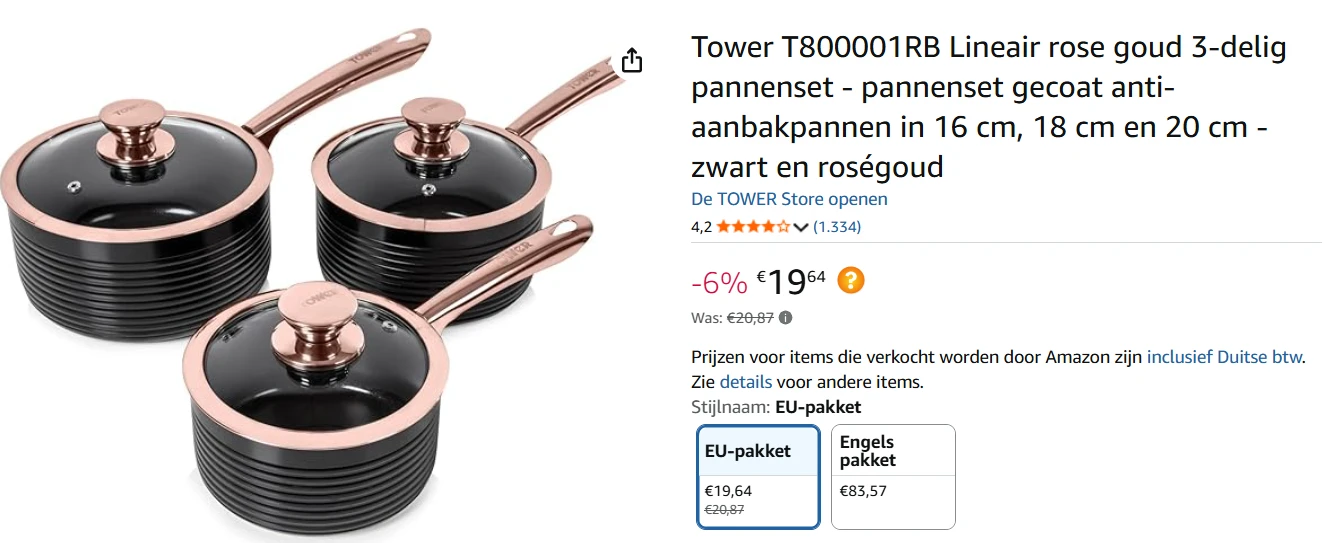rose goud 3-delig pannenset