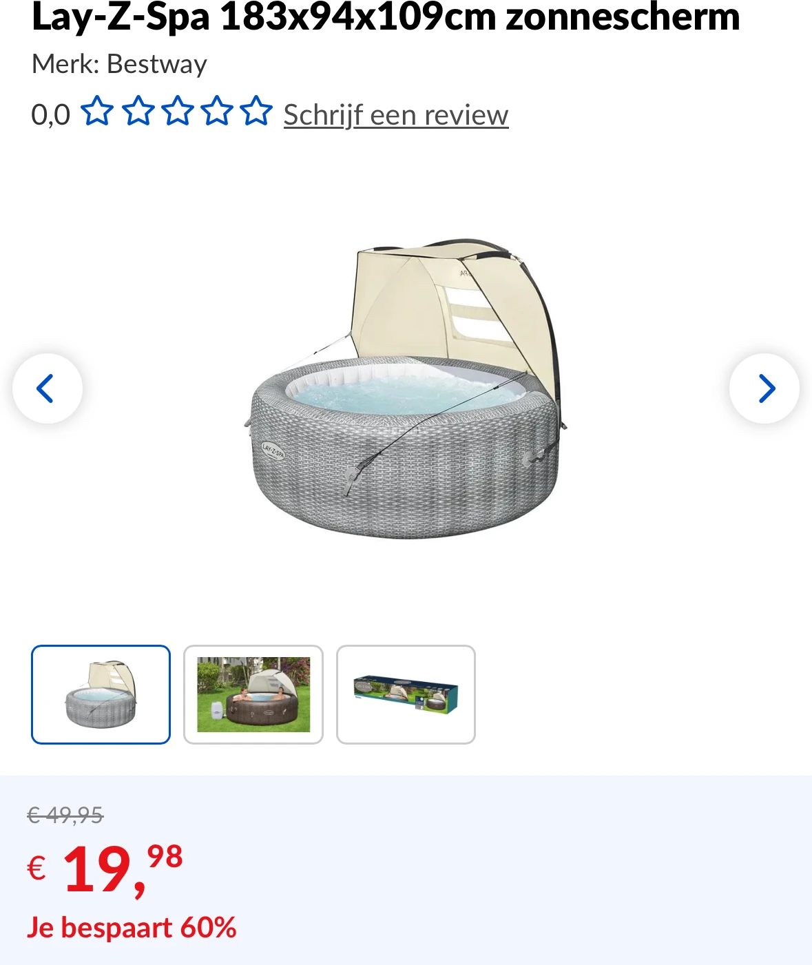 Lay-Z-Spa zonnescherm -60%