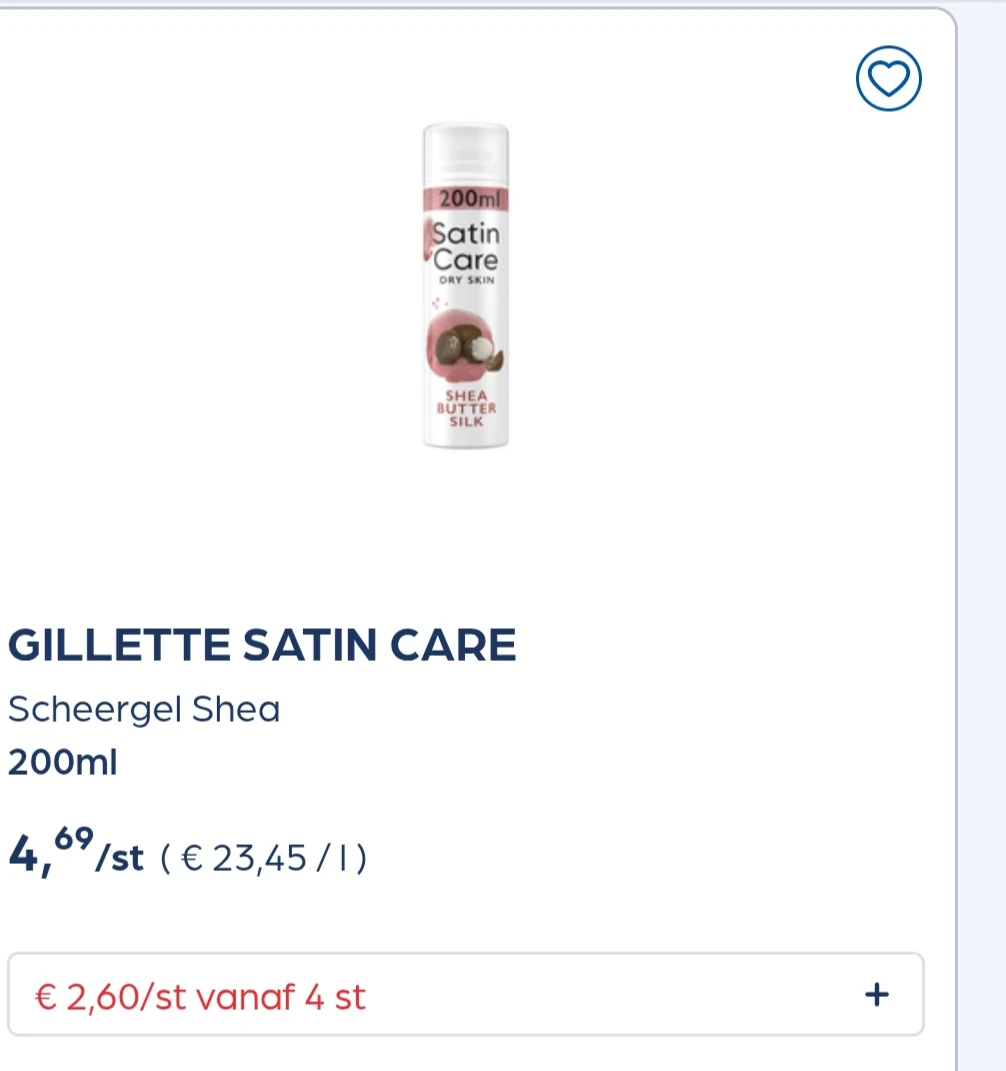 GILLETTE SATIN CARE Scheergel Shea 200ml in promo