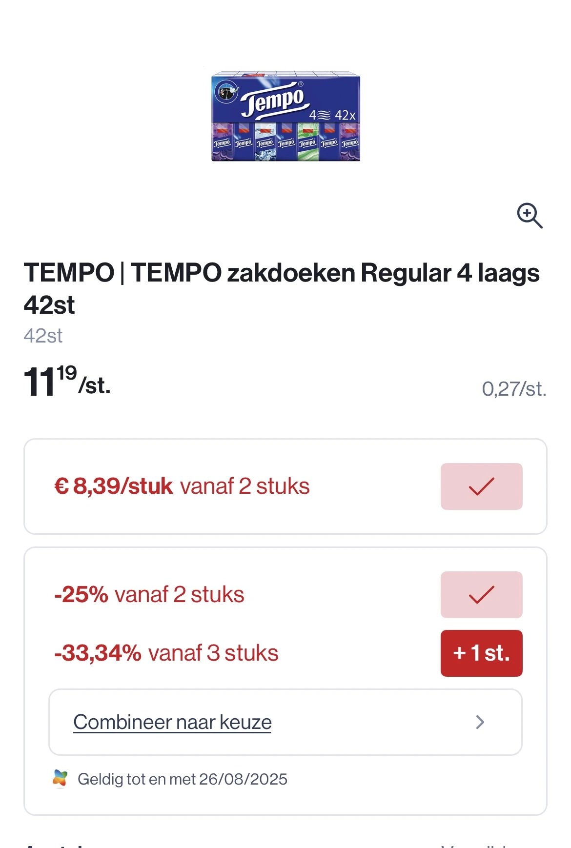 Tempo zakdoekjes regular 4 laags 42 stuks tot -33,34%