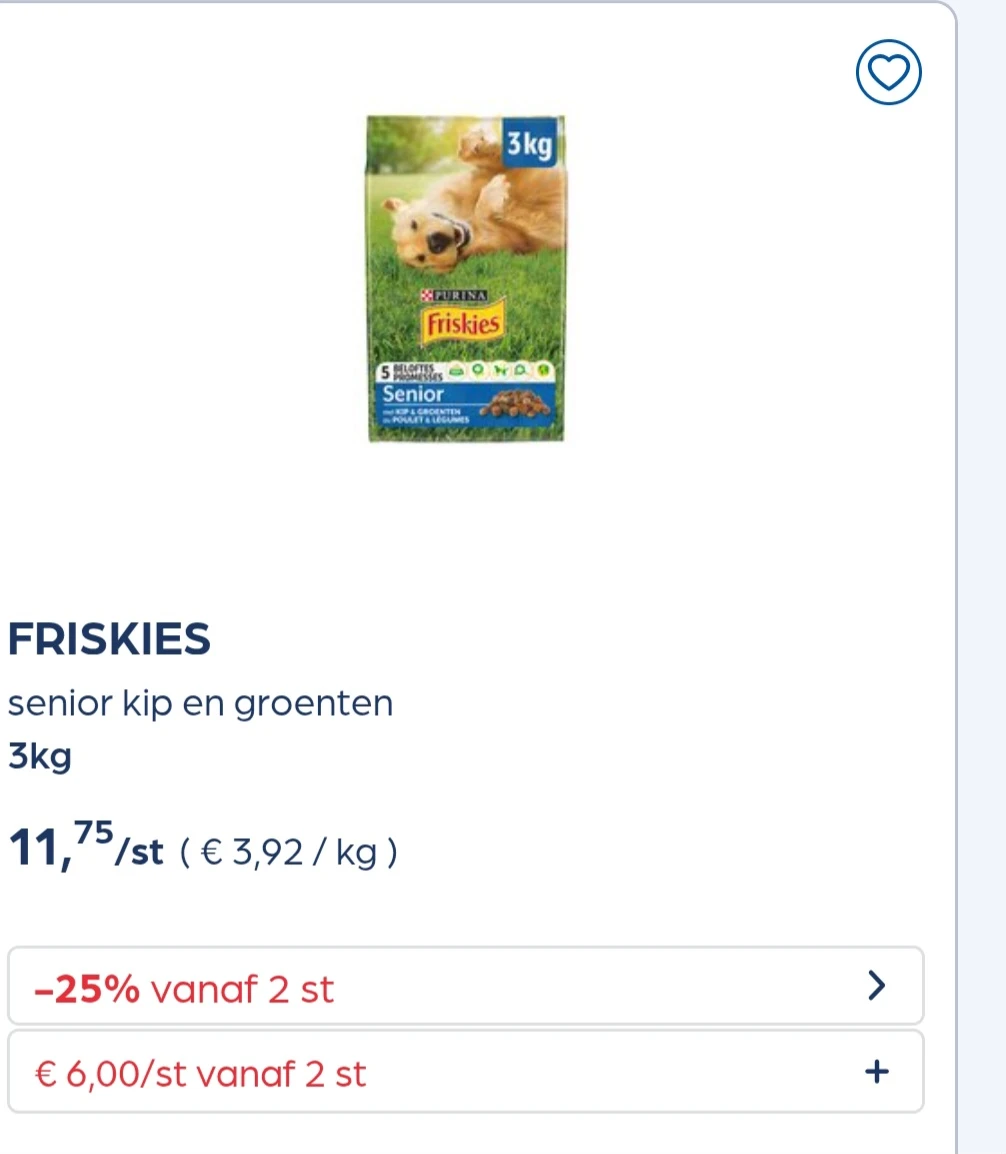FRISKIES senior kip en groenten 3kg -25% extra