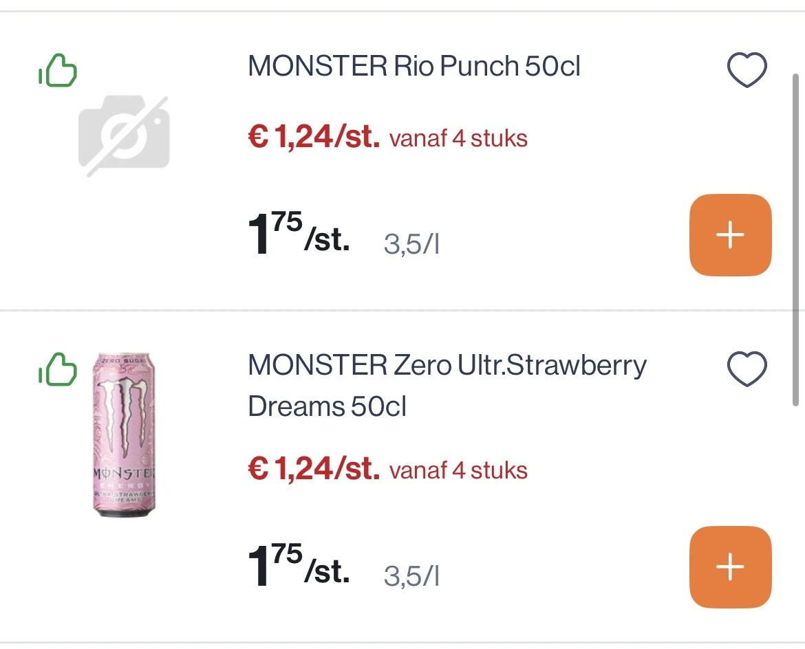 Verschillende monster energiedranken 4 voor 4,99€