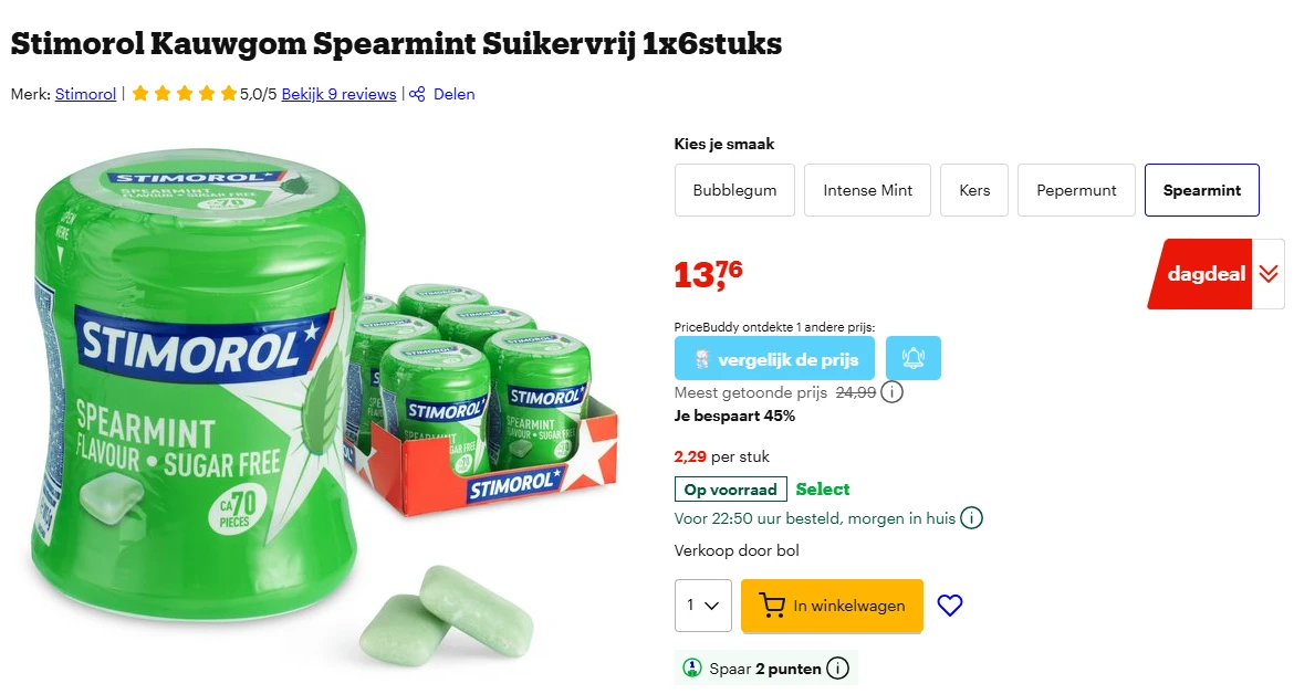 Alleen vandaag tot 45% korting op Stimorol bij Bol