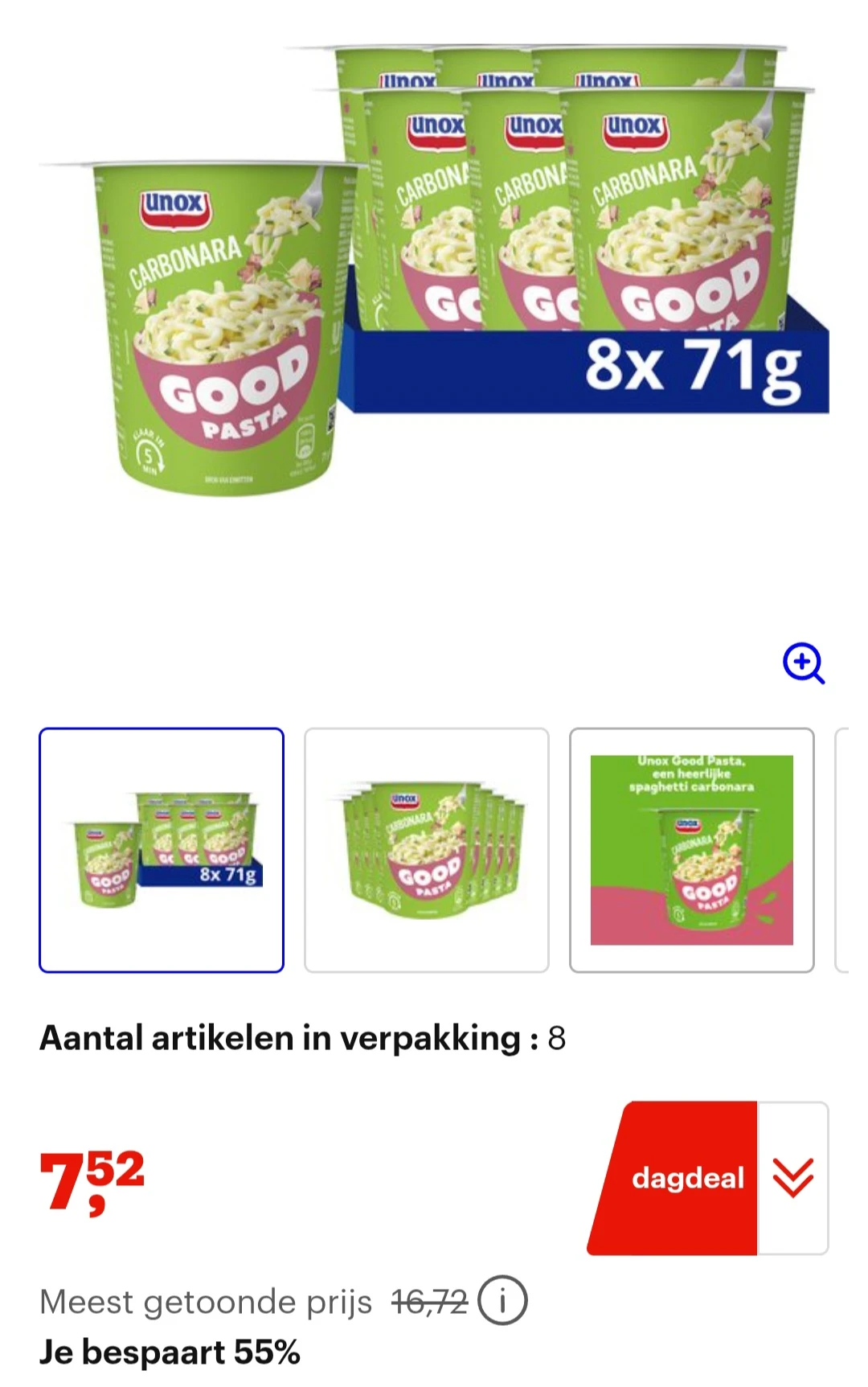Unox Good Pasta - Carbonara - 8 x 71 g -55% op bol.com