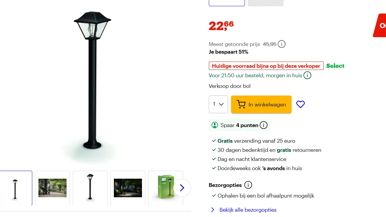 Philips Alpenglow sokkellamp LED tuinlamp 22.66€
