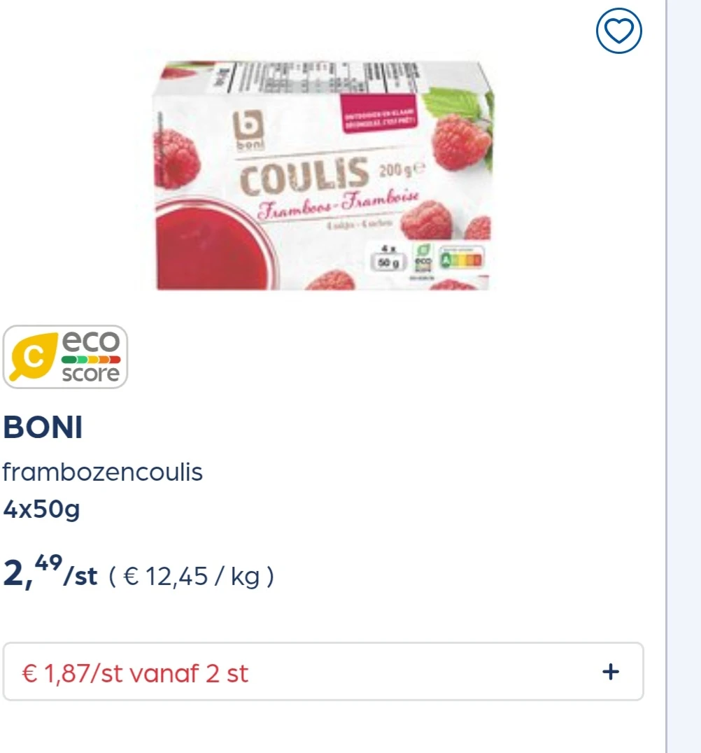 Boni frambozencoulis 4x50g -25%