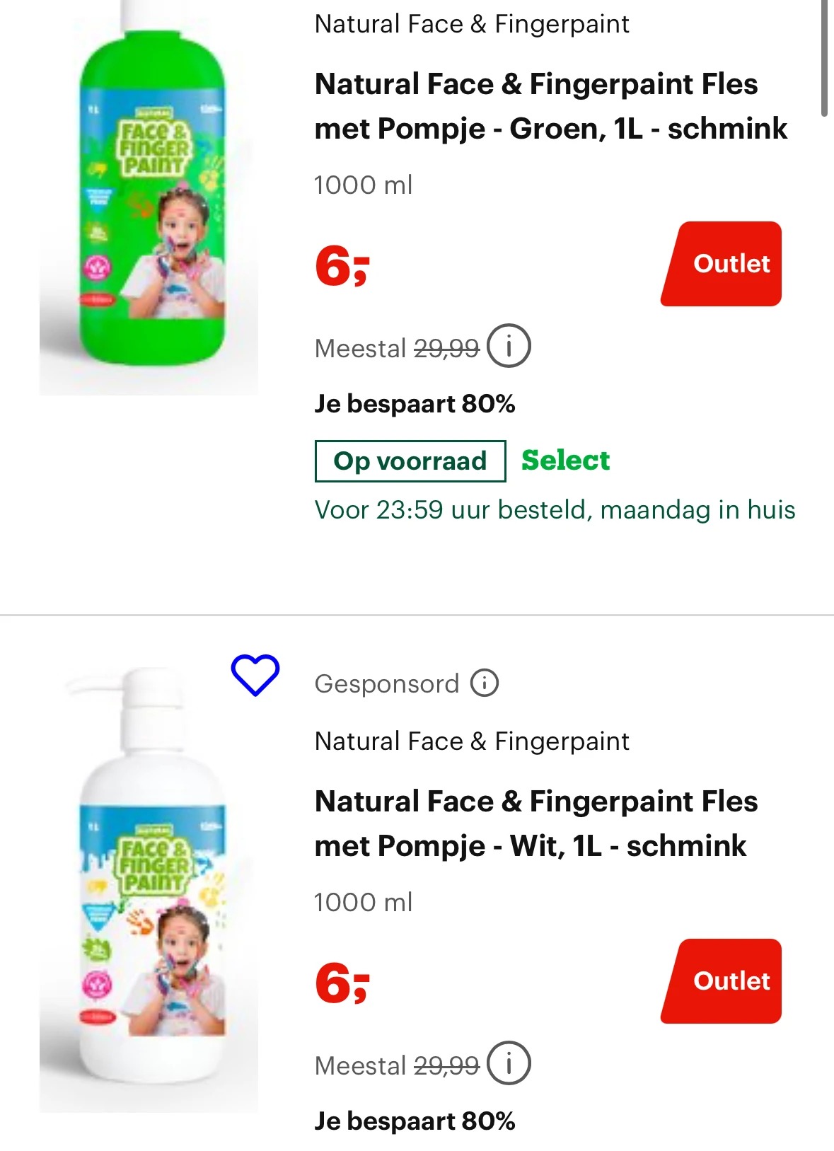 Natural Face & Fingerpaint Flessen 1l