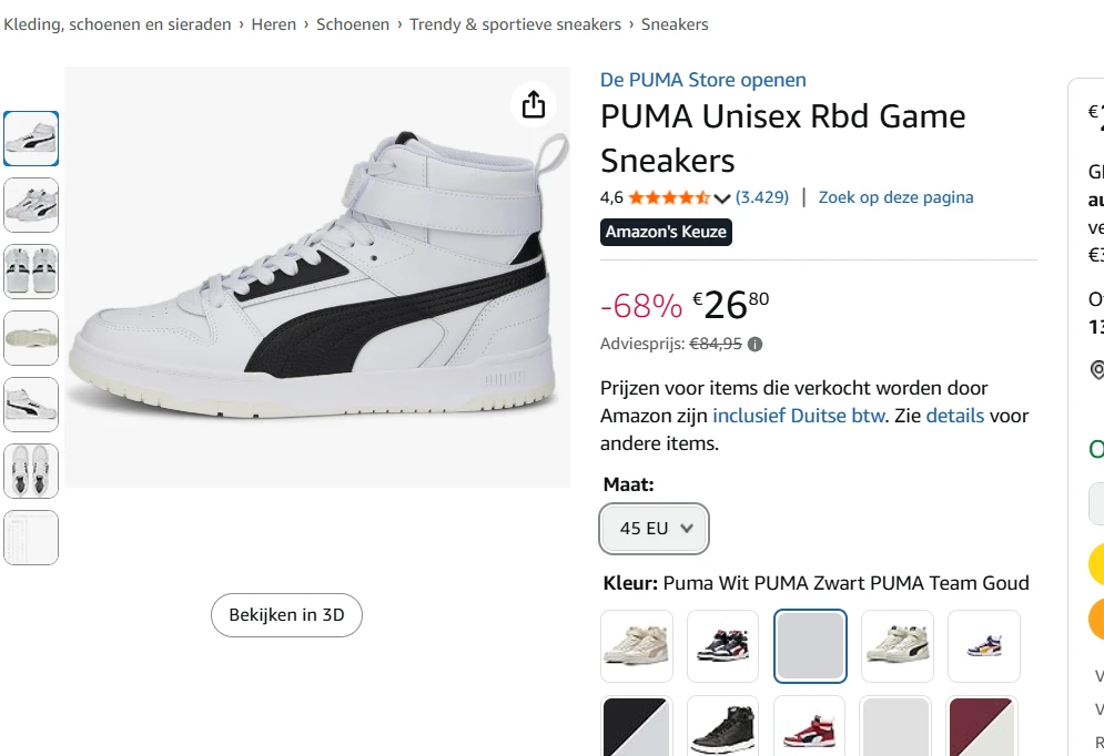 Puma unisex sneakers voor 26.80€ ( maat 45 ) andere maten aanwezig met grote kortingen