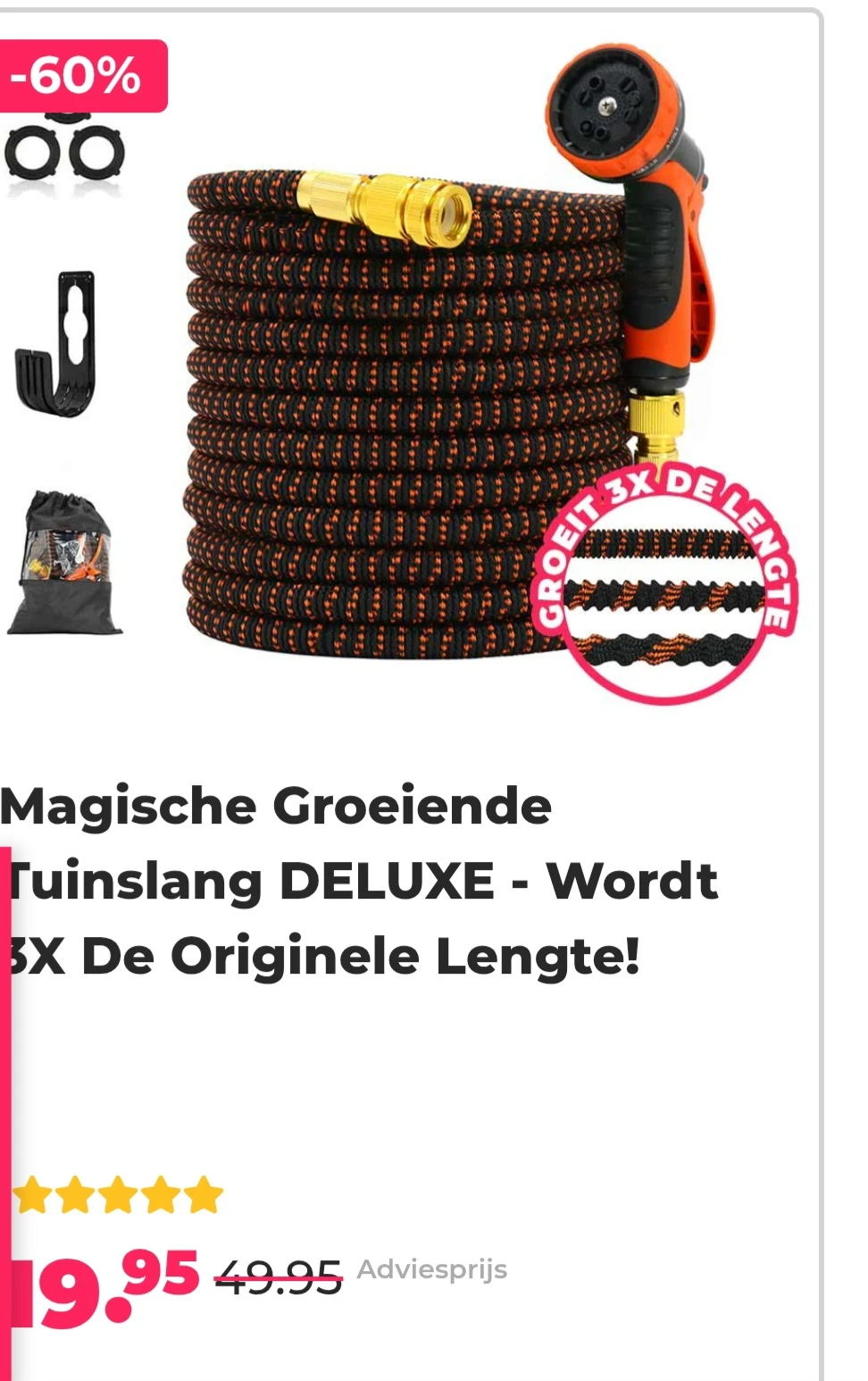 Magische groeiende tuinslang deluxe -60% op voordeelvanger.nl