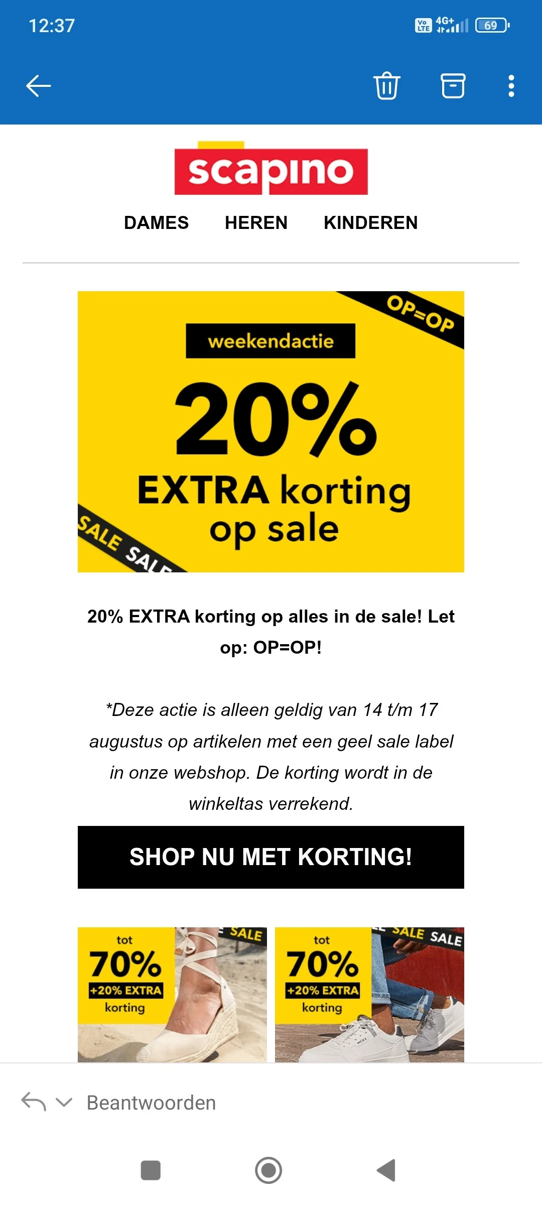 Scapino: 20% EXTRA korting op alles in de sale