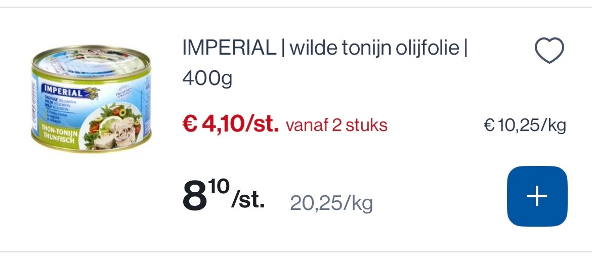 Imperial wilde tonijn in olijfolie 400 gram -50% bij collect en go