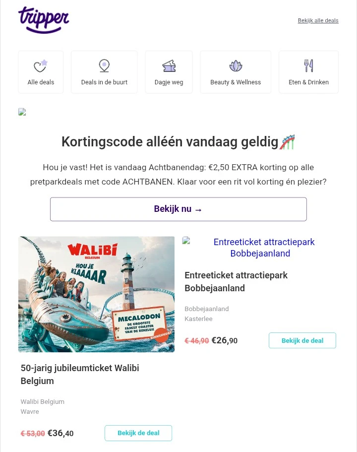 -€2,50 op pretparkdeals bij Tripper 🎢