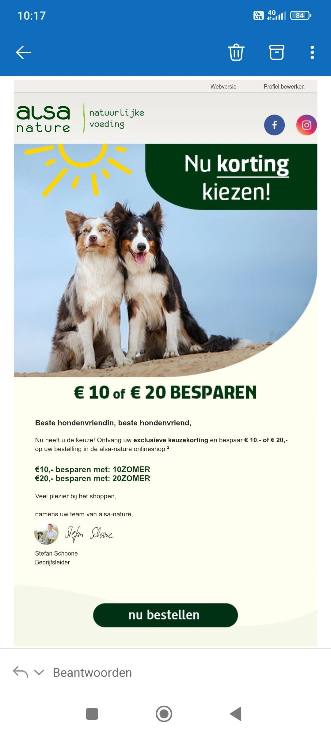 €10 of €20 korting alsa-natura.nl