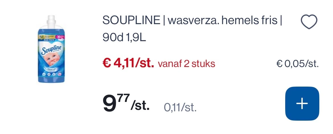 Soupline wasverzachters tot -58% bij collect en go