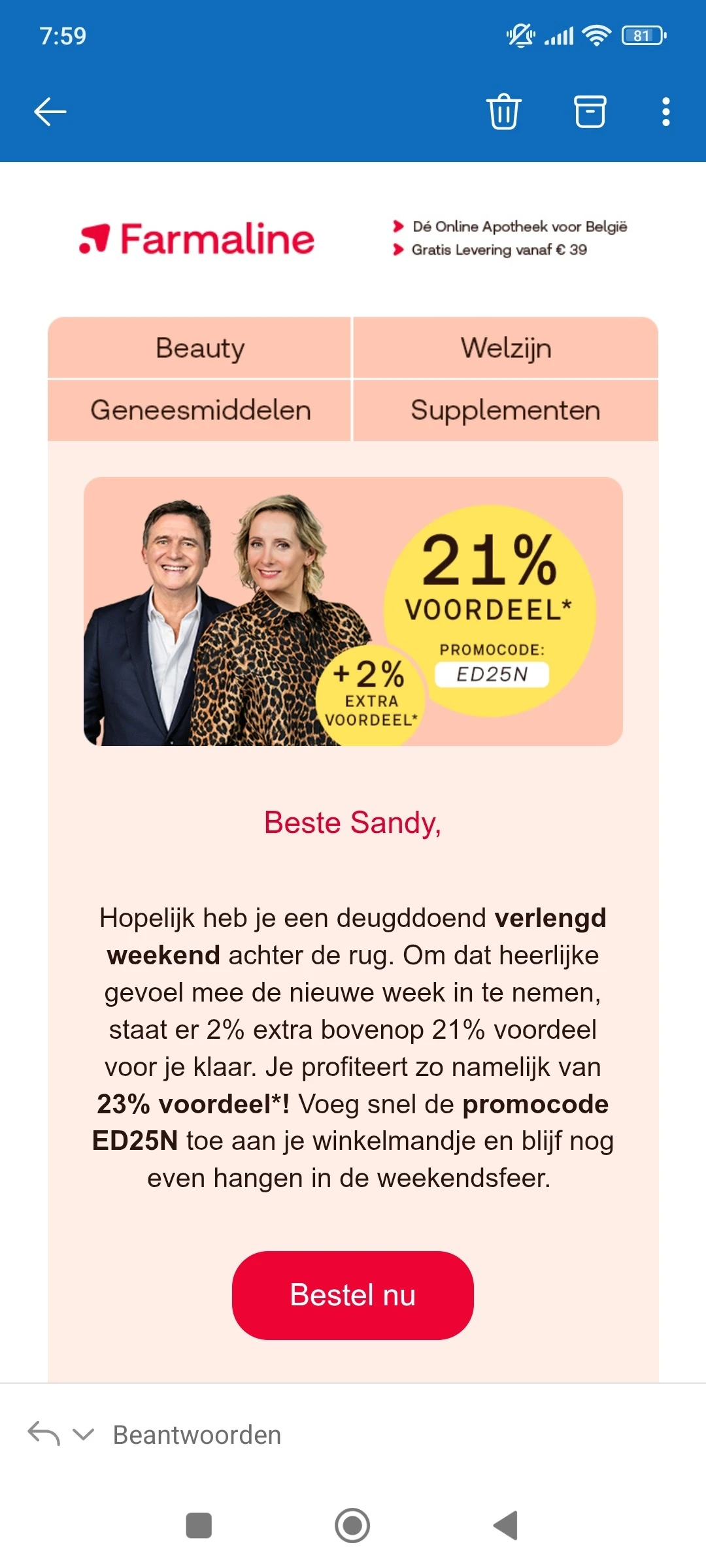 23% korting farmaline