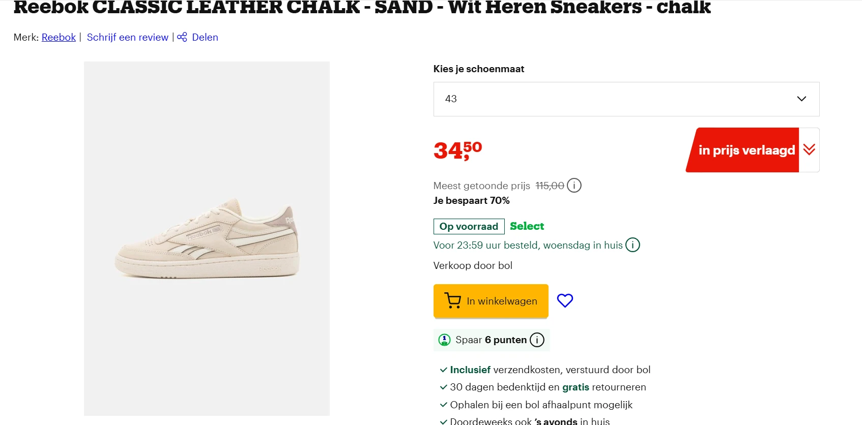 Reebok sneakers heren