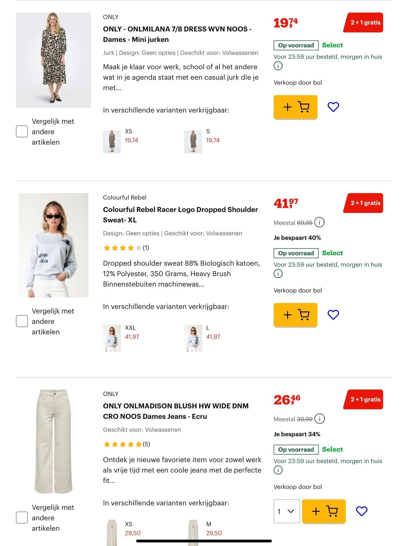 Bol dameskleding 2+1
