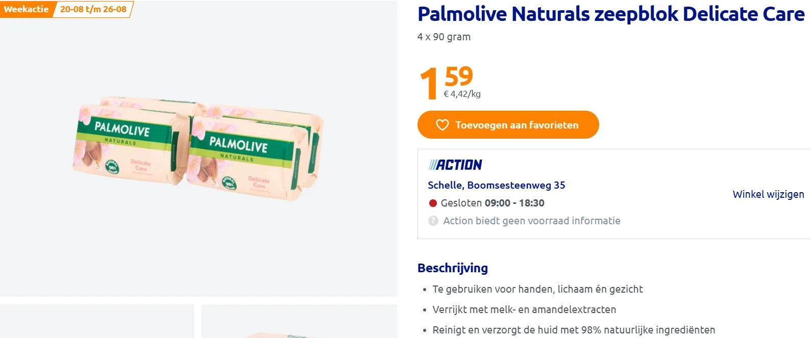 Palmolive Naturals zeepblok Delicate Care 🫧 goedkoop bij Action (ook shampoo)