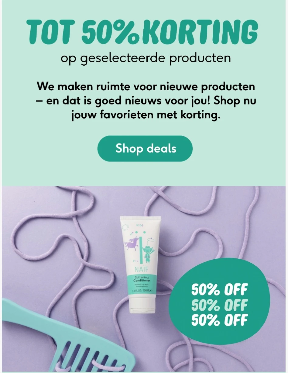 Tot 50% korting bij Naïf