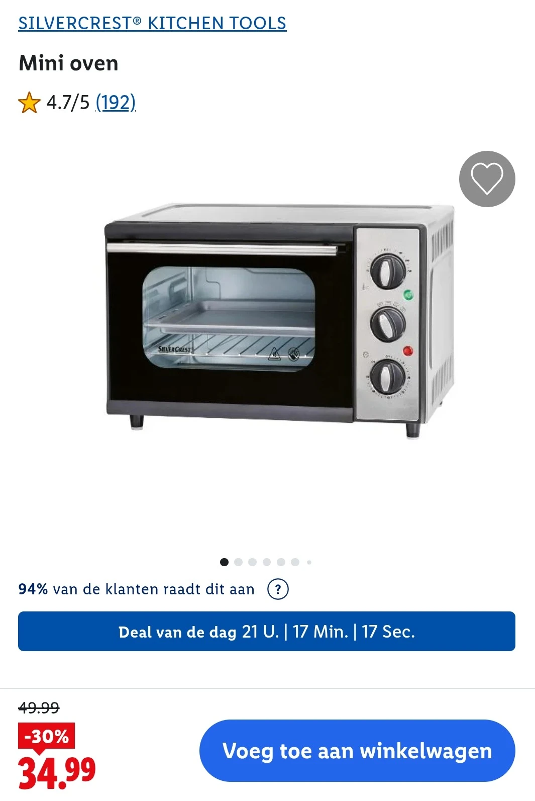 Dagdeal: Mini oven -30% bij Lidl