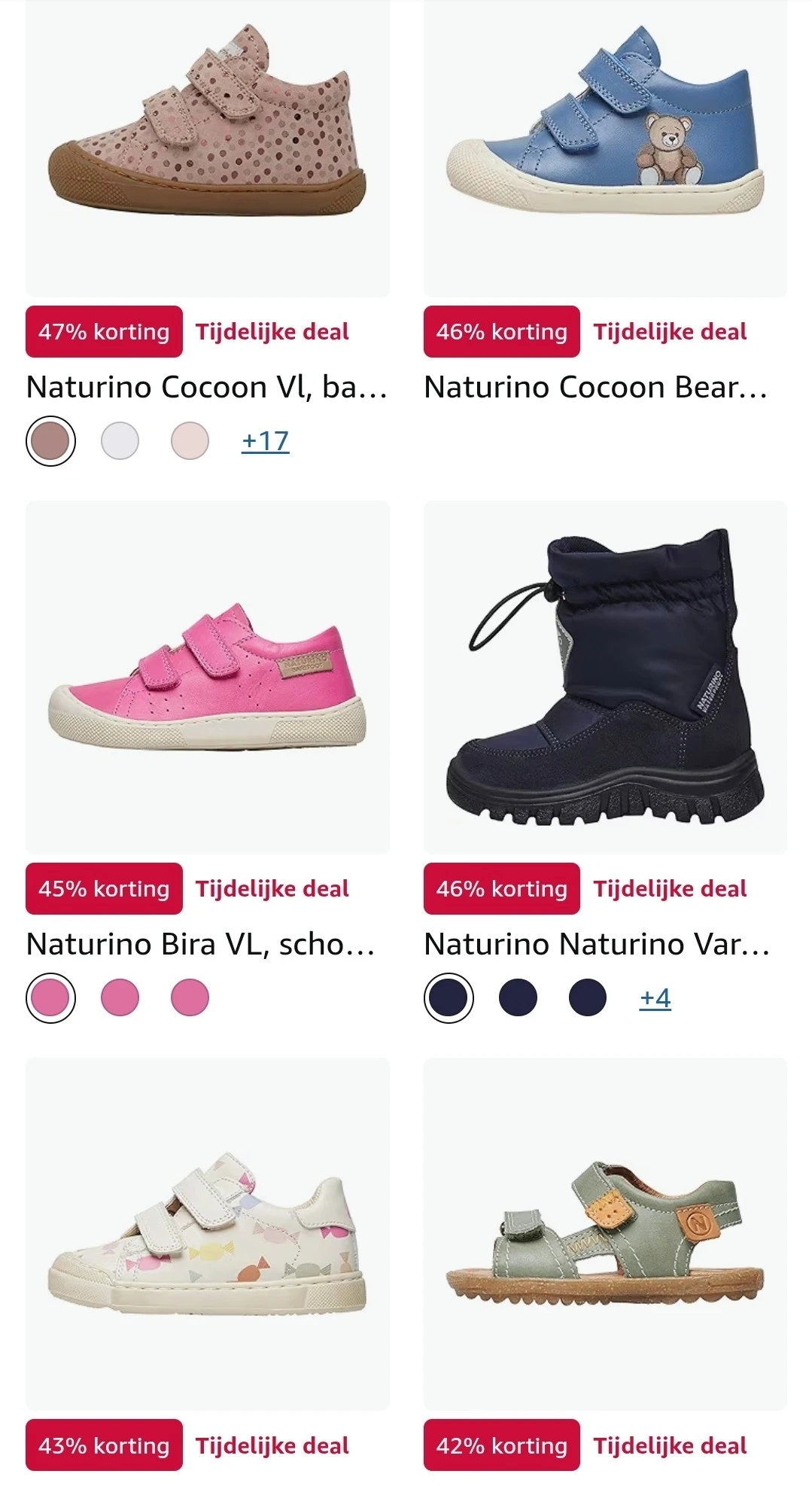Naturino kinderschoenen tot -47% bij Amazon