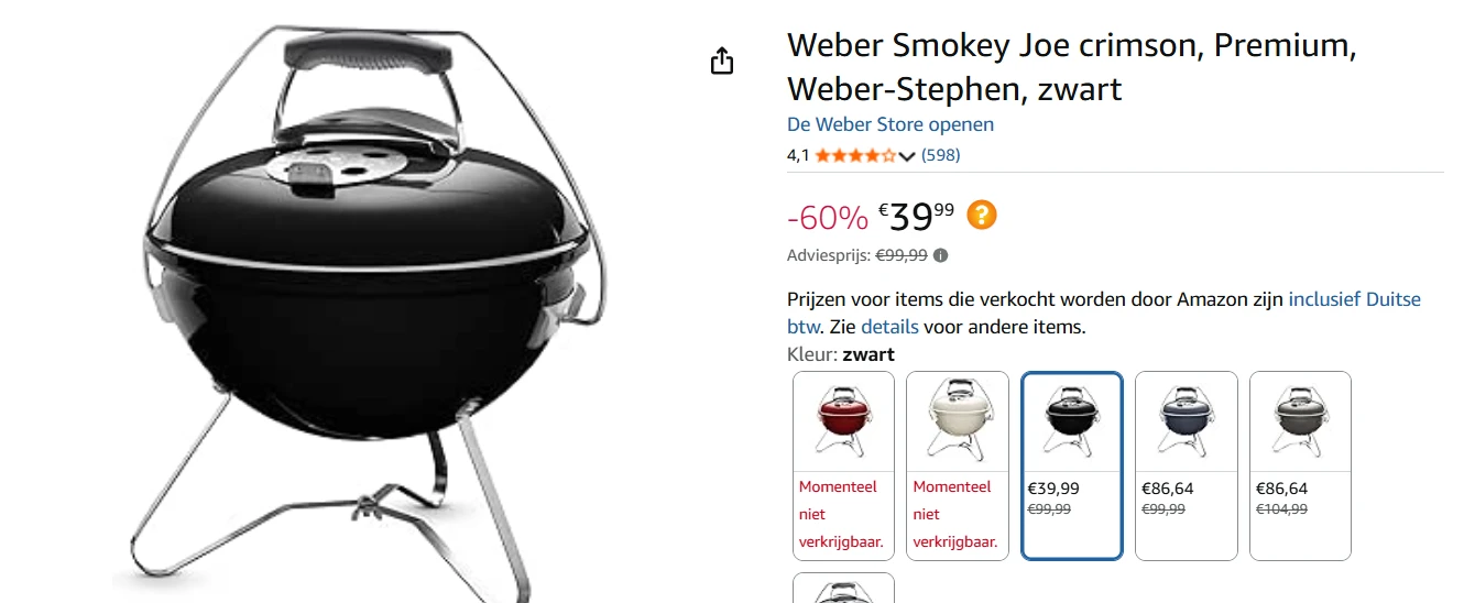 Weber smokey bij amazon