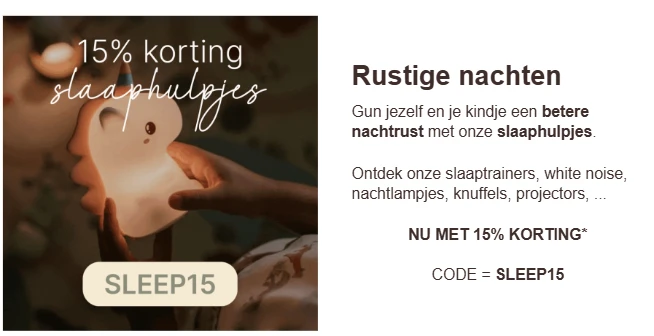 -15% op slaaphulpjes bij De Gele Flamingo 👶🏻💤
