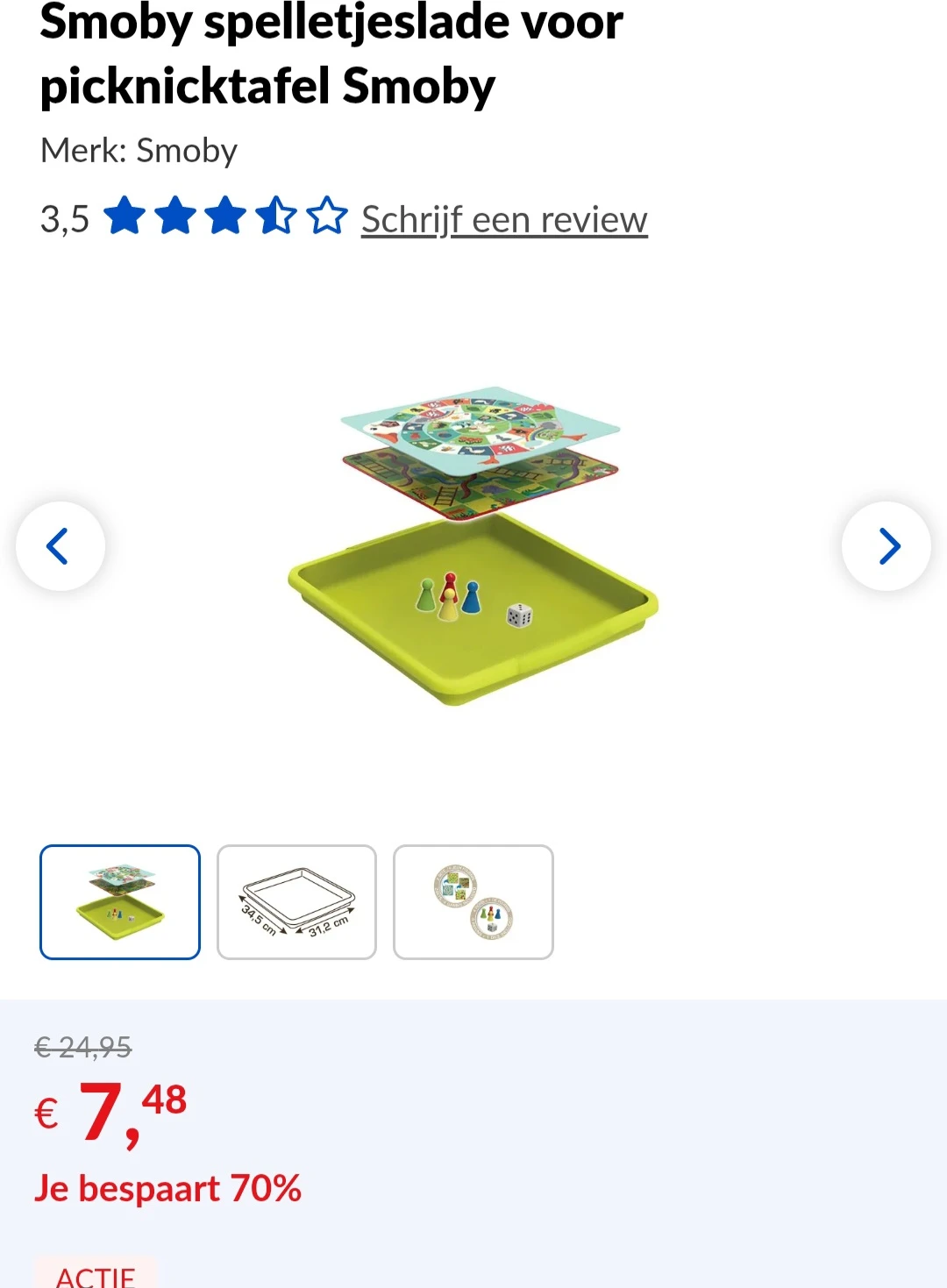Smoby spelletjeslade voor picknicktafel -70% bij Dreamland