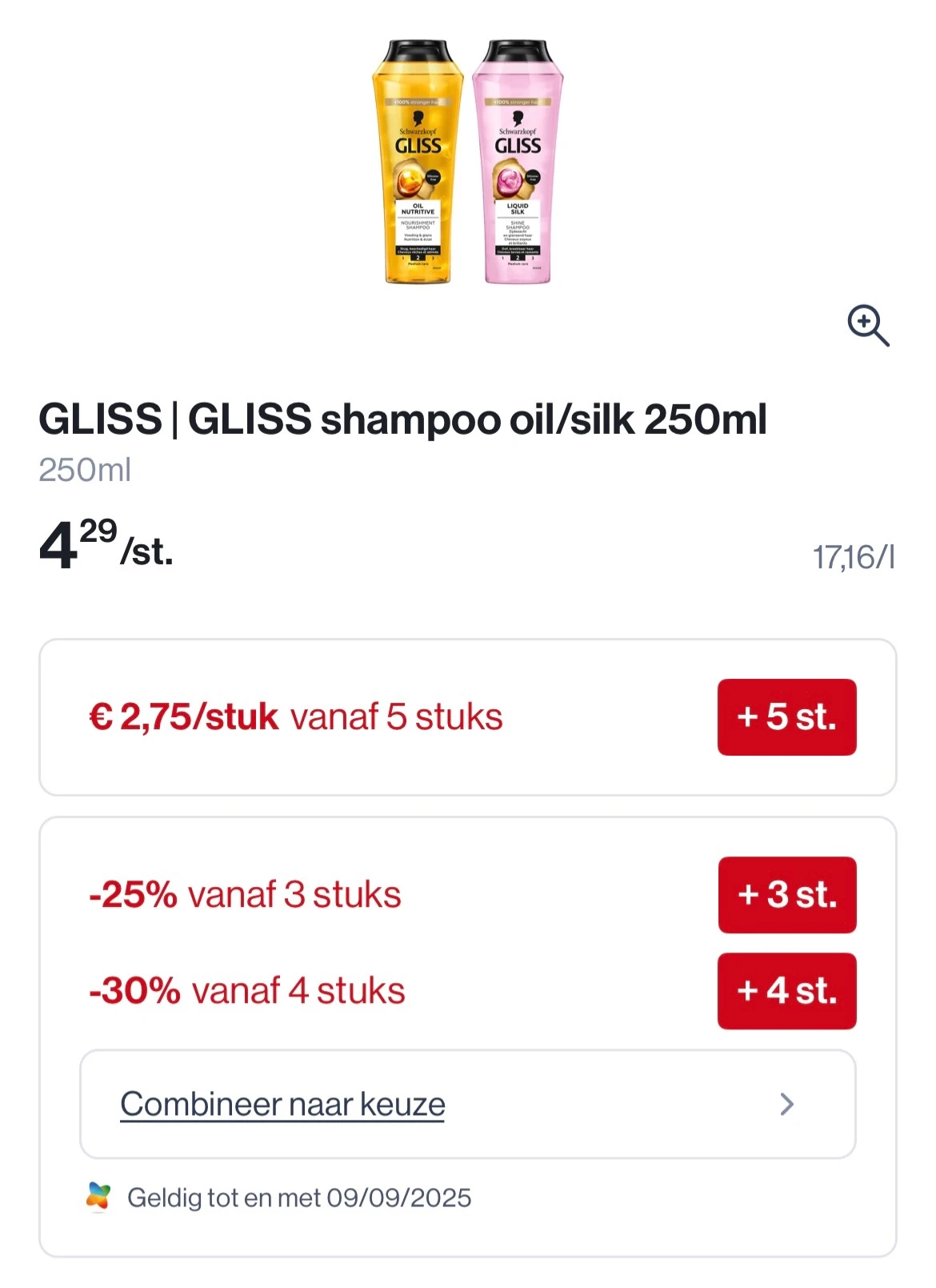 Gliss shampoo oil/silk 250 ml tot 30% korting in combinatie met wowi coupon bij Collect en go