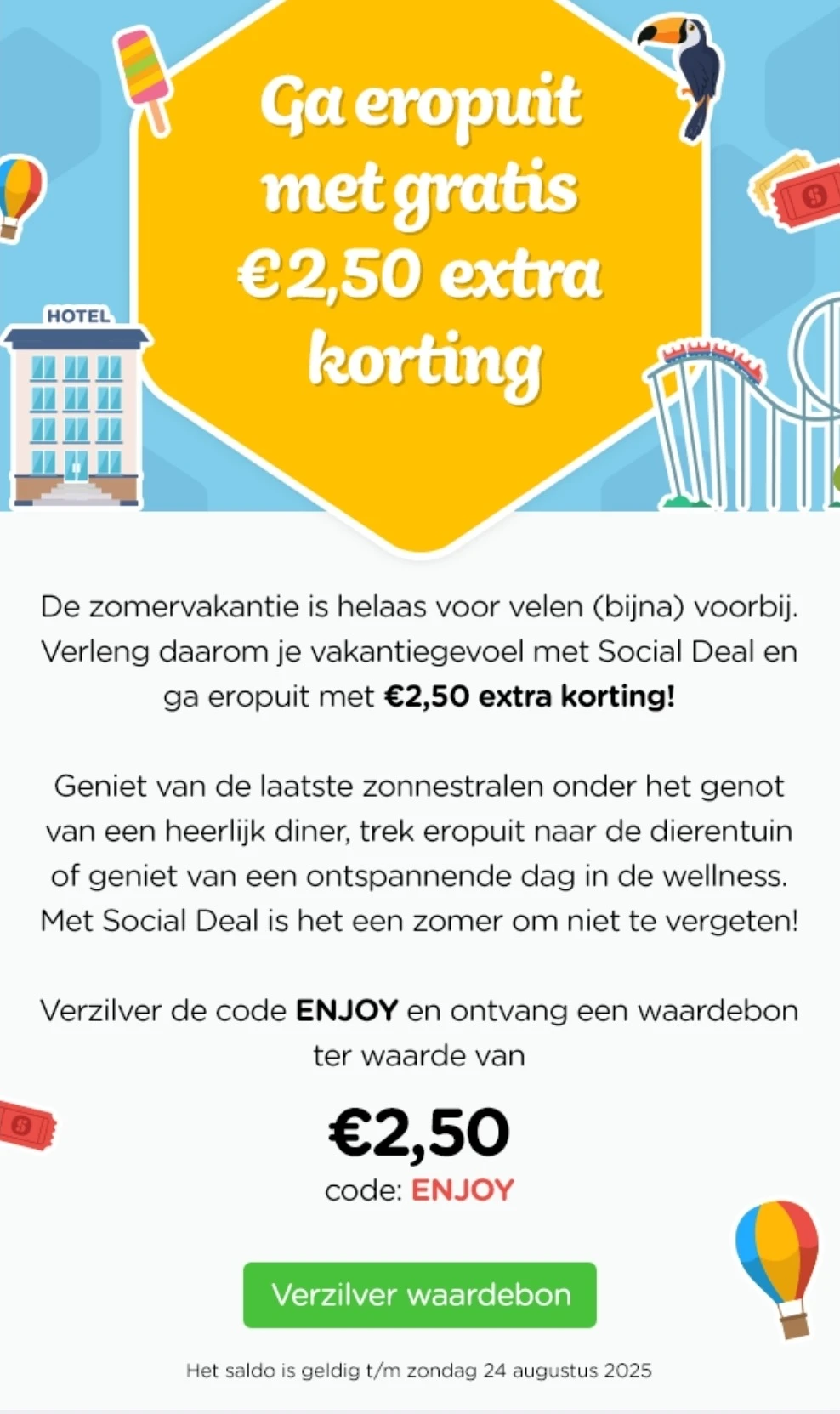 €2,50 extra korting bij Social Deal