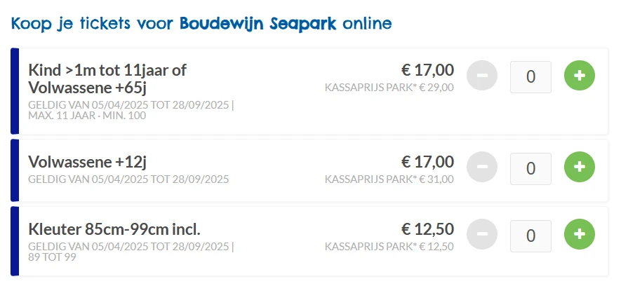 Voordeelticket €17,00 Boudewijn Seapark bij Dreamland