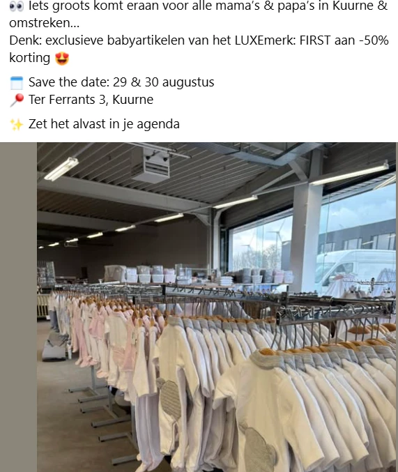 -50% korting op First baby items ✨ Uitverkoop Kuurne