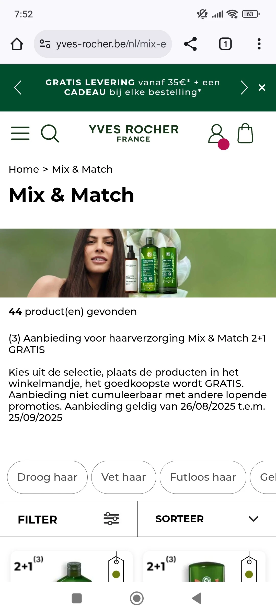 Yves Rocher: 2+1 op haarproducten