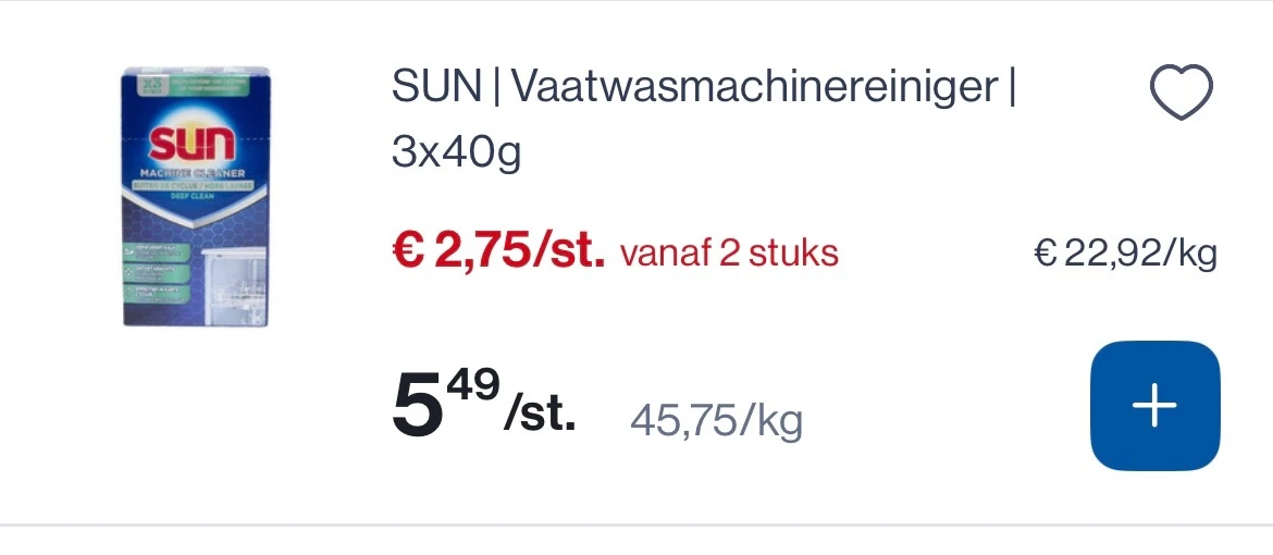 Sun vaatwasmachinereiniger 3x40 gram -50%