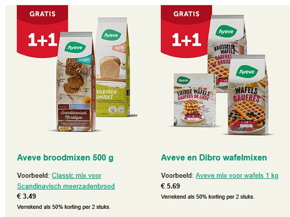1+1 gratis op brood- en wafelmixen 🍞🧇