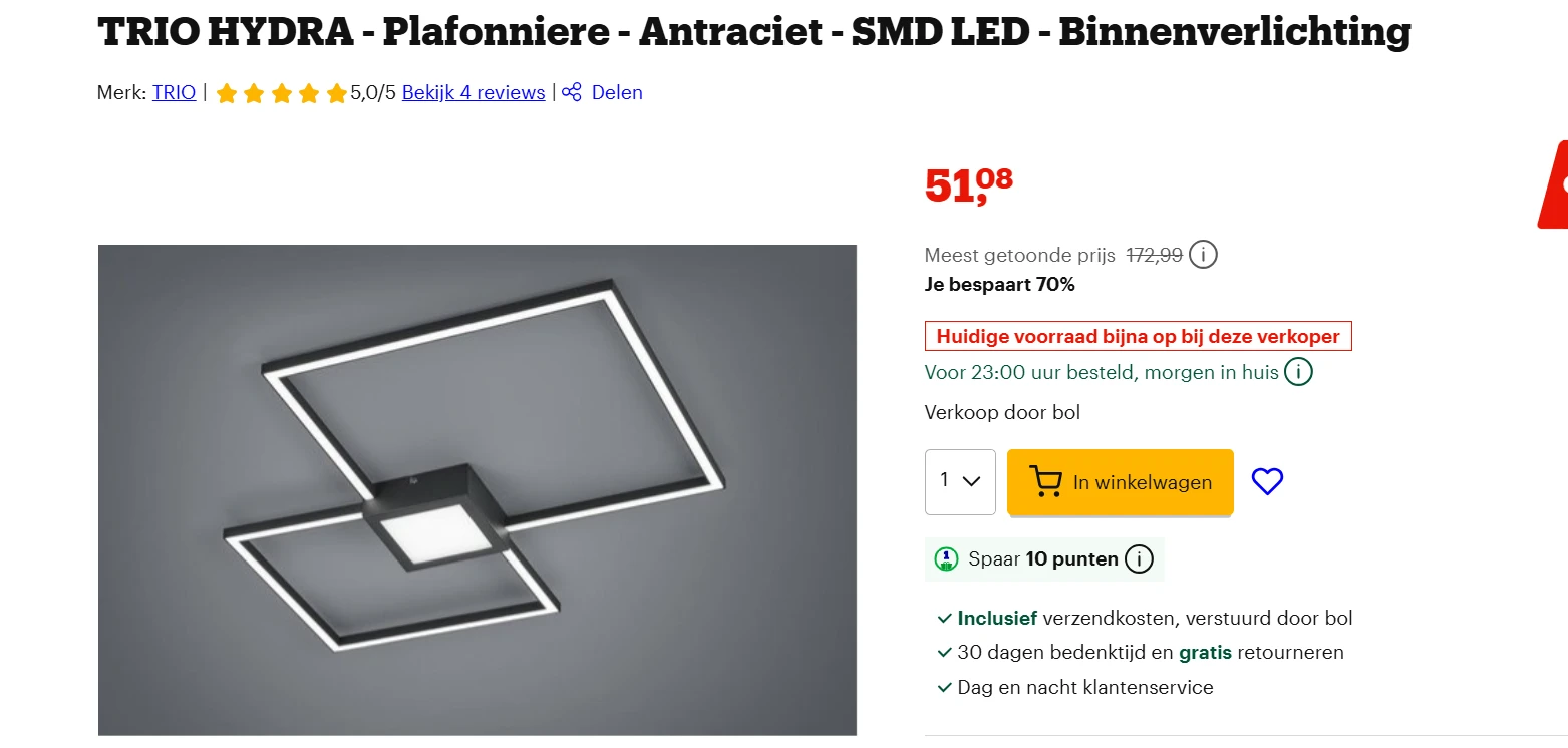 zeer mooie ledlamp bij bol